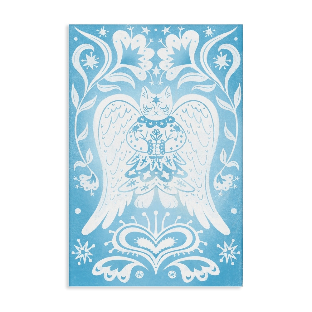 Stupell Symmetrical Patterned Angel Cat Canvas Wall Art Design By Hannah Moren