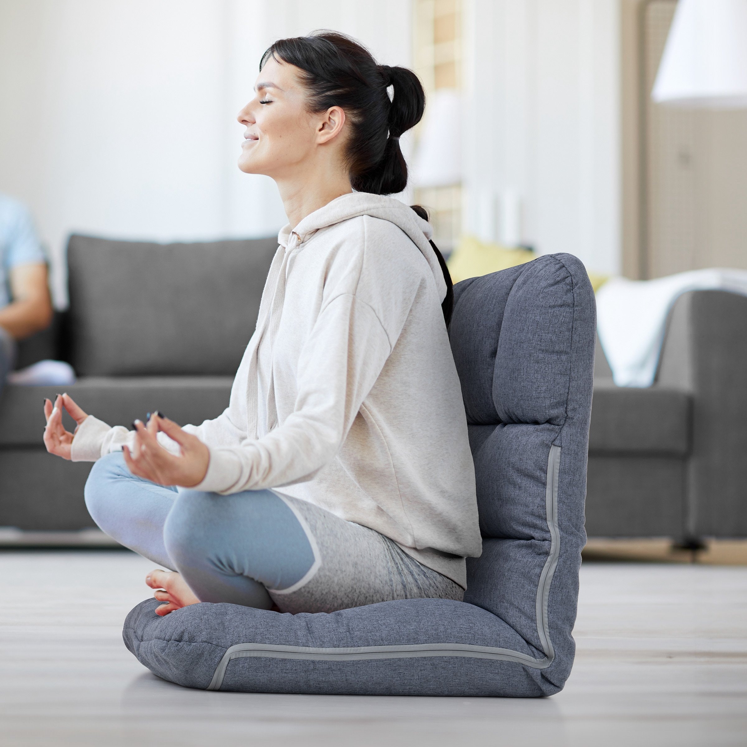 Living Room Accent Chair Adjustable Floor Chair Folding Upholstery Recliner for Meditation or Game