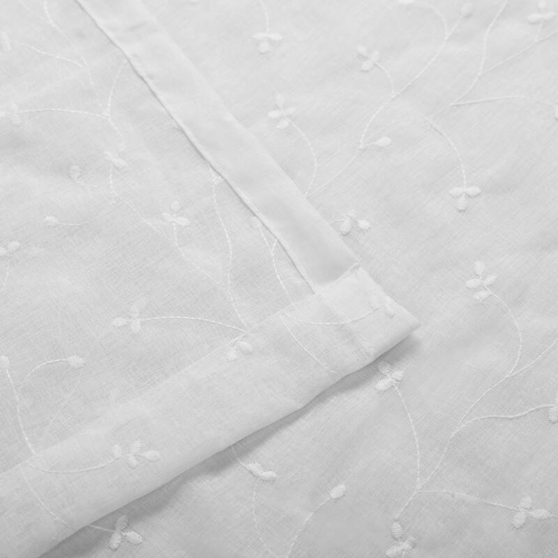 Superior Embroidered Delicate Flower Sheer Grommet Curtain Panel - (Set of 2)