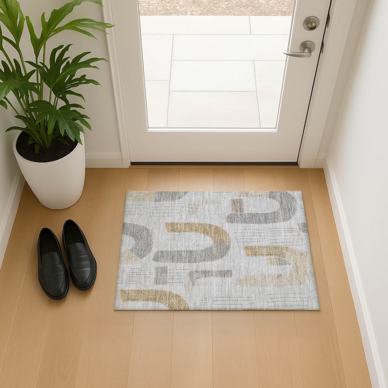 Premium Washable Super Soft Contemporary Mayfield Rug - Silver - 1'8" x 2'6"