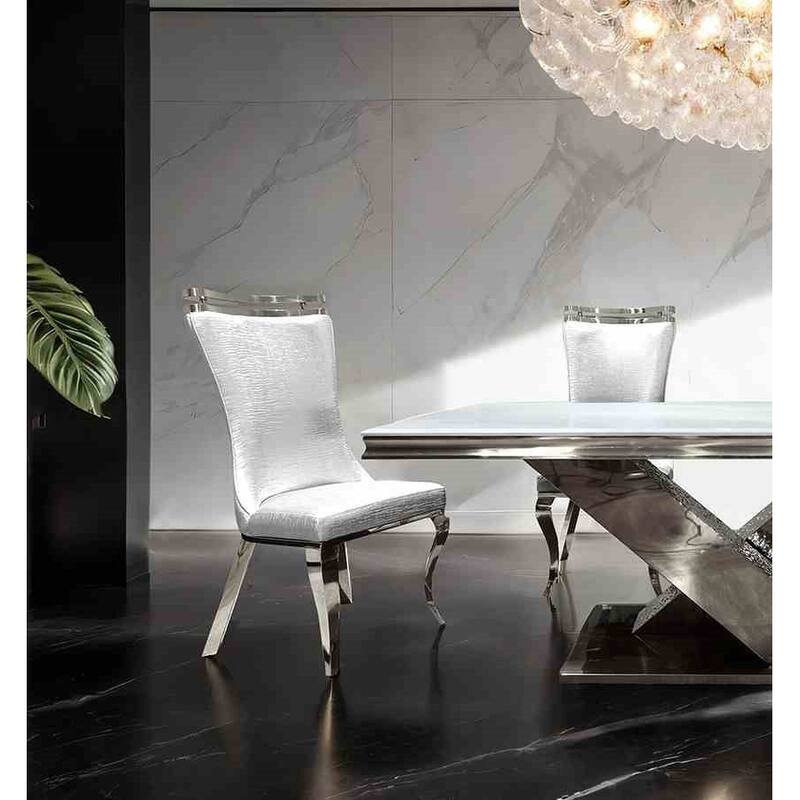 Glam Chrome Finish Dining Set Table and Chairs