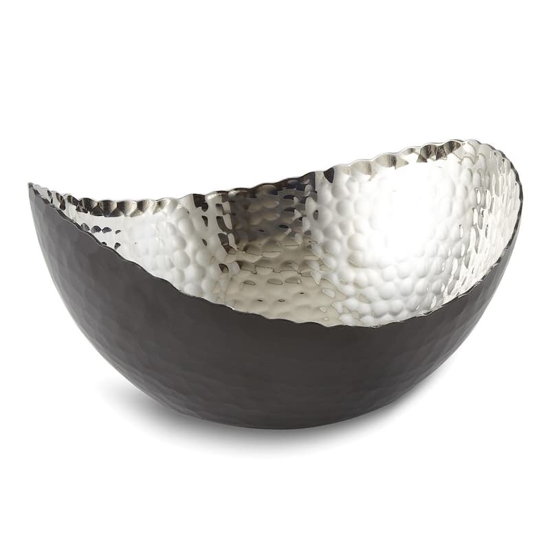 Curata Small Black Finish with Nickel-Tone Interior Hammered Eclipse Bowl