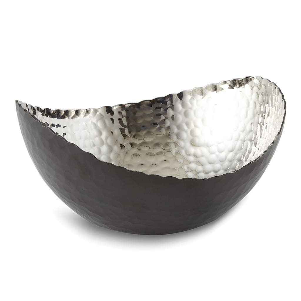 Curata Small Black Finish with Nickel-Tone Interior Hammered Eclipse Bowl