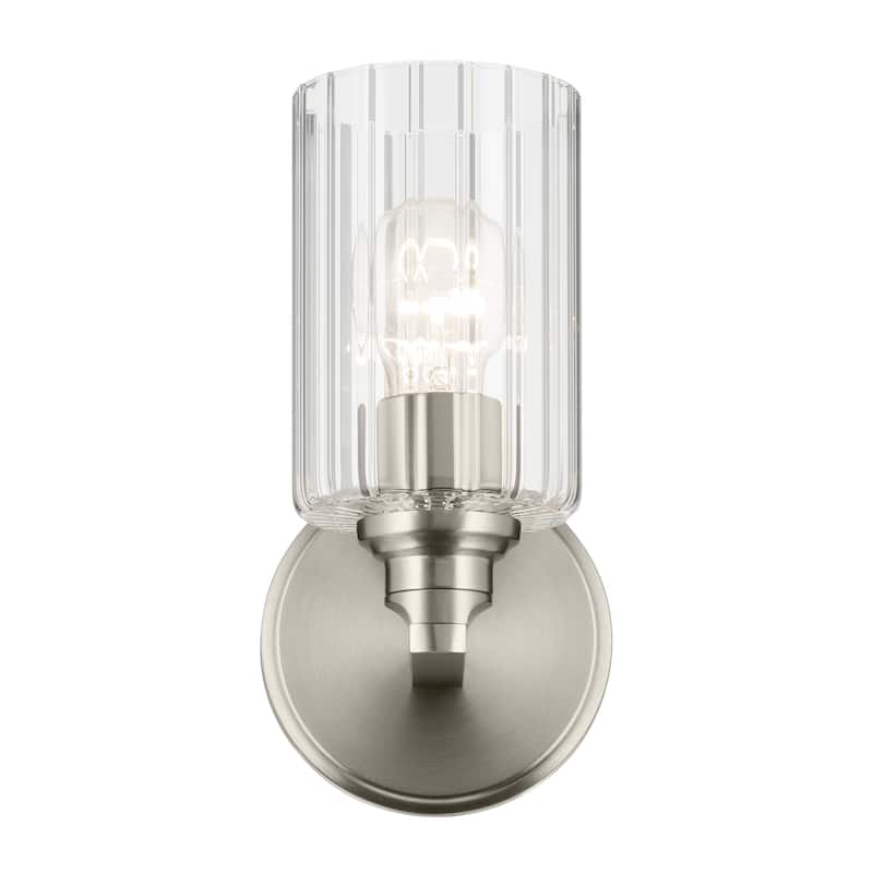 Kichler Lighting Gioe 9.5" 1-Light Wall Sconce with Clear Fluted Glass in Brushed Nickel