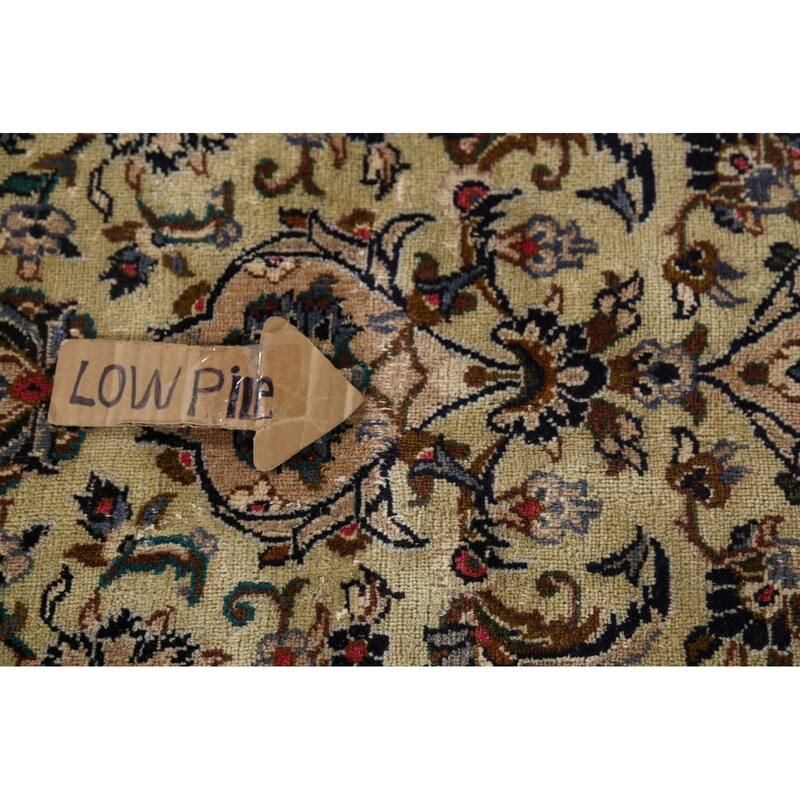 Traditional Green Kashan Persian Vintage Area Rug Handmade Wool Carpet - 9'8"x 12'3"