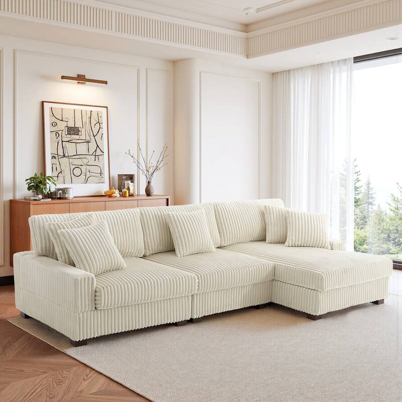 118.4"W Plush Modular Sectional Sofa with Pillows