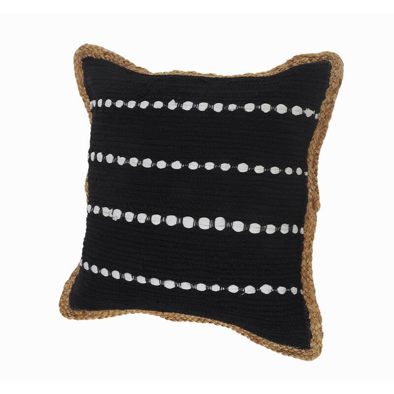 18" Black and White Striped Square Throw Pillow
