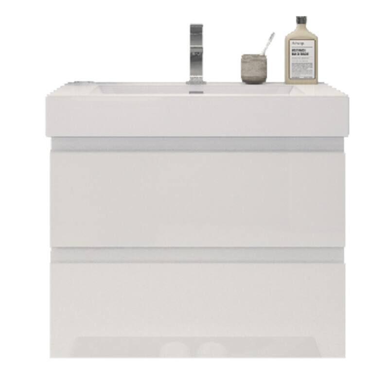 Baillie 30'' Wall-Mounted Vanity with Reinforced Acrylic Sink - 30''Width - Gloss White