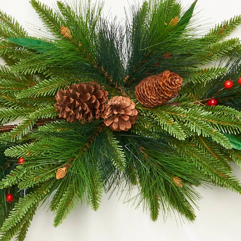 42" Spruce Pine Cone Berry Swag - Multicolor