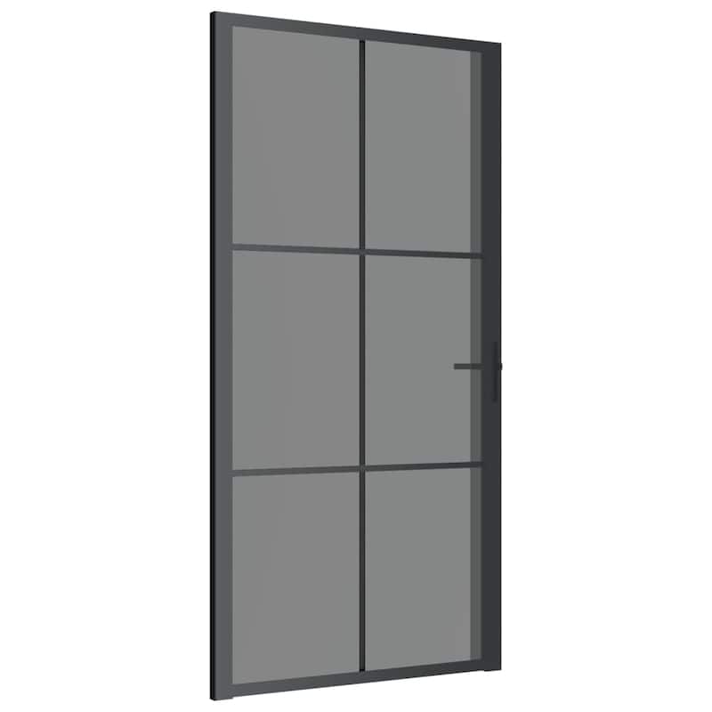 vidaXL Glass Door Interior Door with Alloy Handle ESG Glass and Aluminum Black