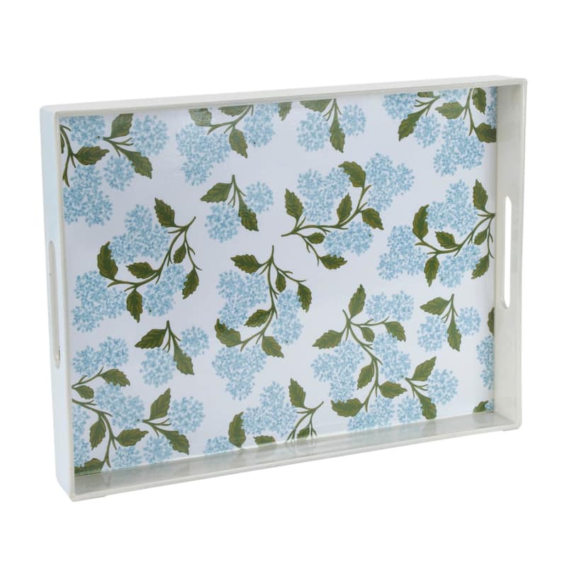 Blue Hydrangea Floral Tray 15.5"L