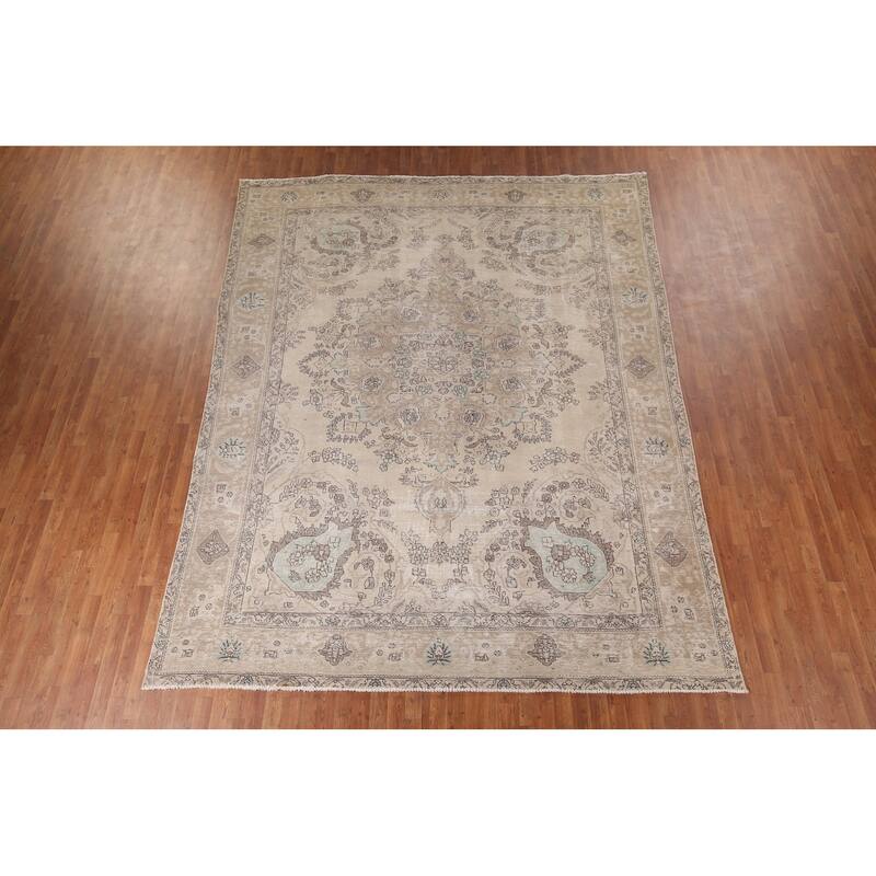 Tabriz Persian Antique Area Rug Handmade Wool Carpet - 9'5" x 12'2"