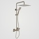 preview thumbnail 7 of 27, Zen, Thermostatic Exposed Shower Pipe System, Square 10"x10" Rain Shower Head, 3 Functions Hand Shower and Tub Spout, 2.5 Gpm. Brushed Nickel