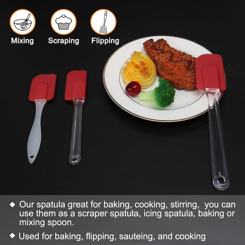 3pcs Flexible Silicone Spatula Set Heat Resistant Non Stick Cooking Red