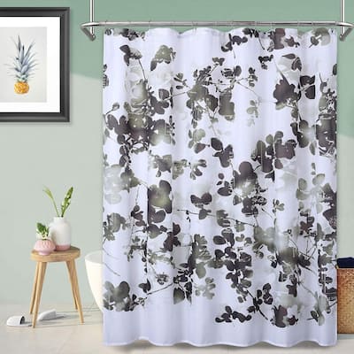 Watercolor Floral Leaves Fabric Shower Curtain