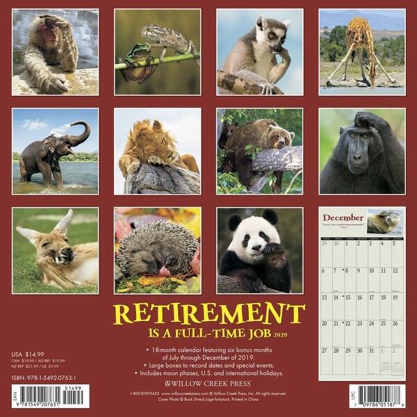 Shop Calendars Retirement Is A Full Time Job Wall Calendar With