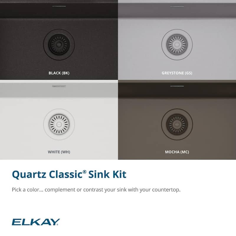 Elkay Quartz Classic 33" x 22" x 10", Offset 60/40 Double Bowl Undermount Sink Kit with Filtered Faucet with Aqua Divide, Black