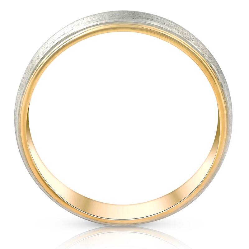 Platinum & Yellow Gold Two Tone 6MM Brushed Ring Mens Wedding Band