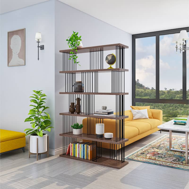 DAVEE Modern & Contemporary Antique Wood 5-tier Bookcase - 72.64*47.24*11.81 inches - 72.64*47.24*11.81 inches - Antique wood