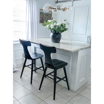 Wood 24'' Counter Stools with Curved Slat Back