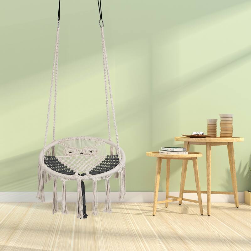 Owl Hanging Macrame Rope Swing Chair