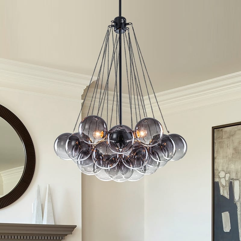 Modern Glam Cluster Gradual Colored Glass Bubble Chandelier
