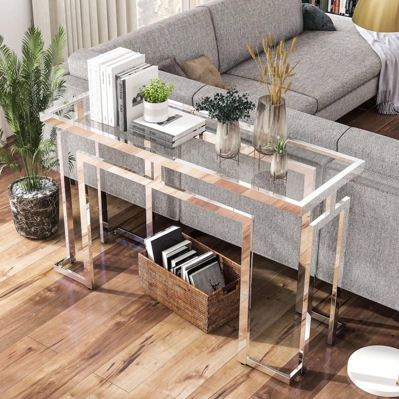 Pelmont Contemporary 52-inch Glass Top Sofa Table by Furniture of America