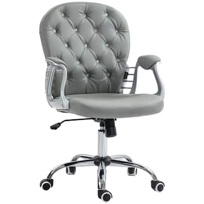 Button Tufted Desk Chair Home Office Chair with Adjustable Height and Swivel Wheels