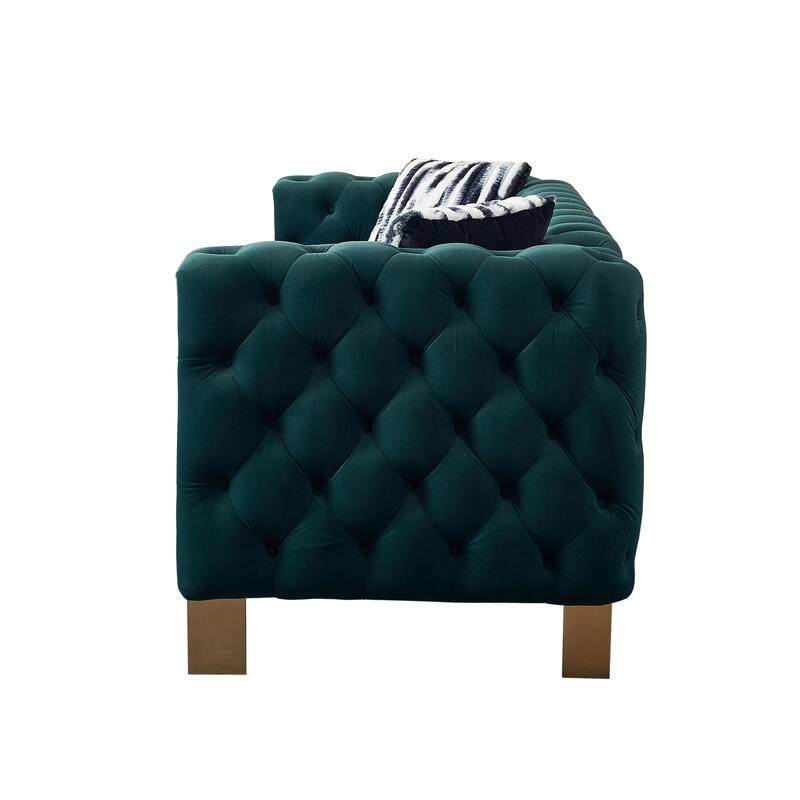 Chesterfield Modern Tufted Velvet Living Room Sofa, 84.25''W Couch,Mint Green