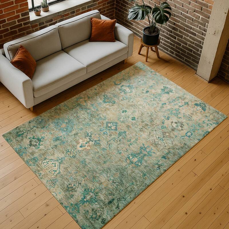 Machine Washable Indoor/ Outdoor Traditional Serenity Chantille Rug