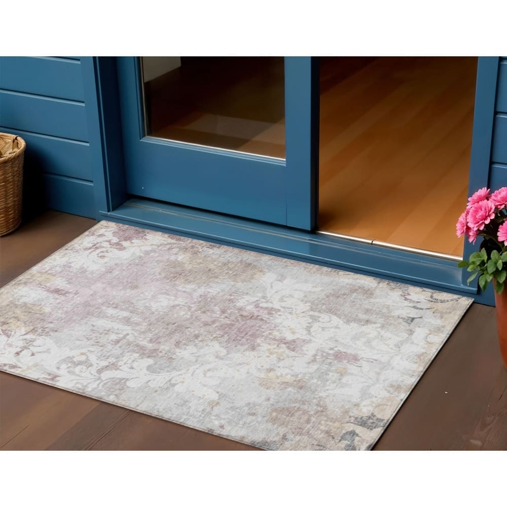 HomeRoots Damask Transitional Rectangle Outdoor Rug