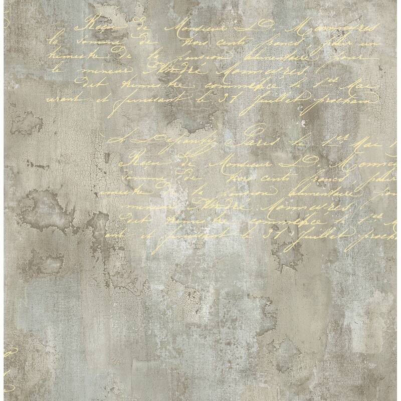 Seabrook Designs Chandler Faux Script Unpasted Wallpaper - 20.5 in. W x 33 ft. L - Taupe