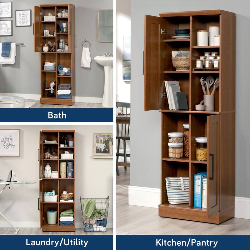 Brown Adjustable Shelf Storage Cabinet Bookcase with Doors for Bathroom Kitchen Laundry Room