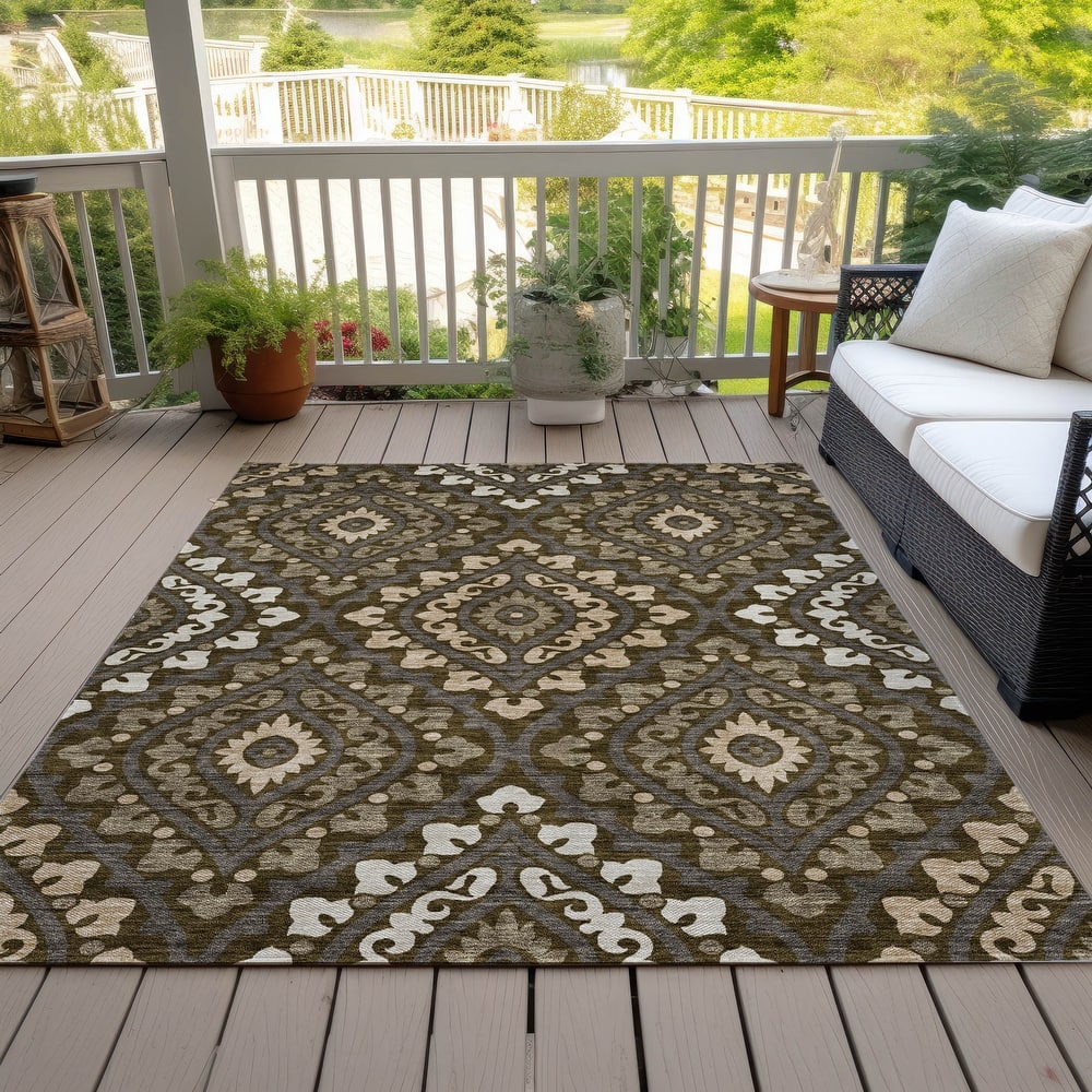 Machine Washable Indoor/ Outdoor Chantille Ttransitional Medallion Rug