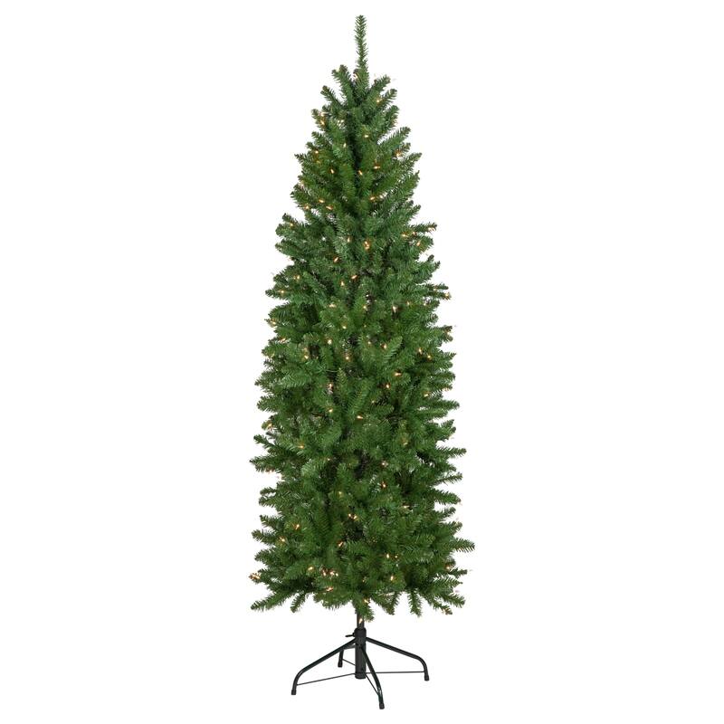 12' Pencil White River Fir Artificial Christmas Tree, Clear Lights - over-10-feet
