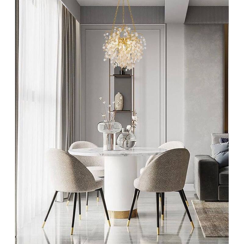 10 Light Gold Aluminum Chandelier With Clear Glass Accents