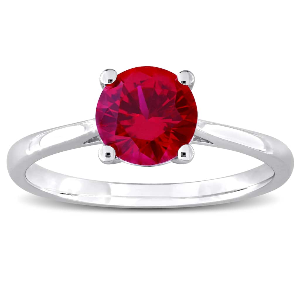 Miadora 1 5/8ct TGW Created Ruby Solitaire Ring Sterling Silver