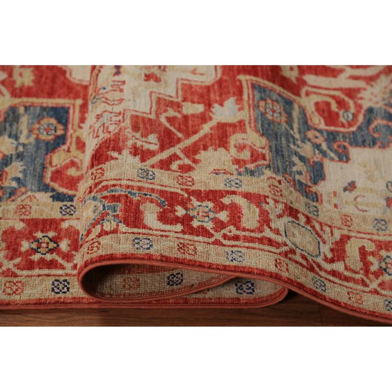 Vegetable Dye Heriz Serapi Oriental Rug Handmade Wool Carpet - 4'11"x 6'9"