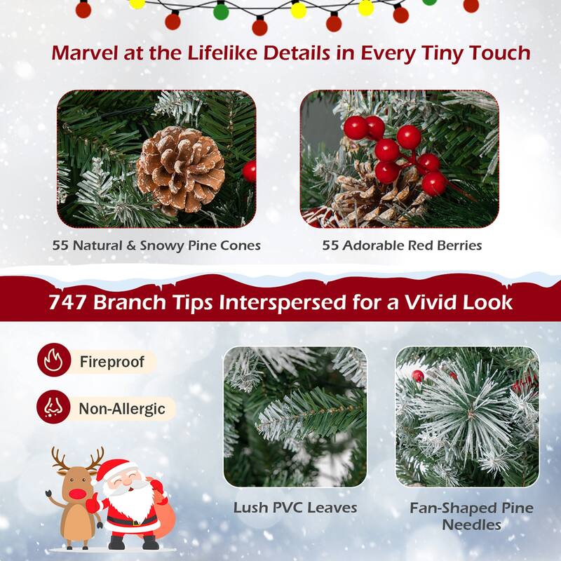 Costway 6 FT Pre-Lit Artificial Christmas Tree Hinged with Pine - See Details