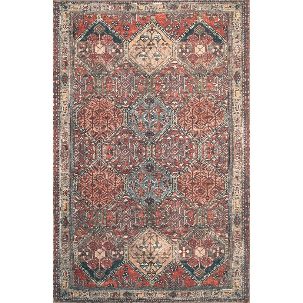 Domani Grove Machine Washable Persian Medallion Area Rug