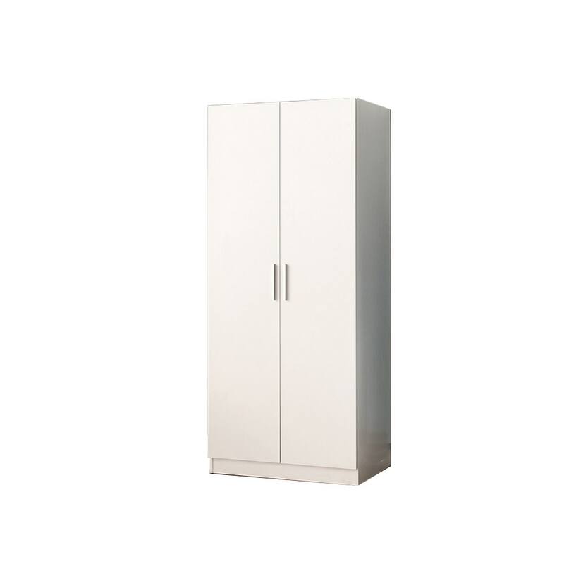 Avy Standing Closet with 2 Hanging Bar and 5 Shelves, Double Door, White