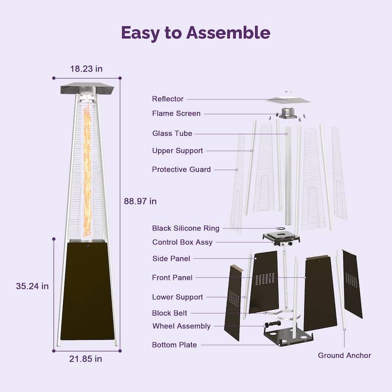 42,000 BTU Outdoor Patio Heater, Quartz Glass Tube Propane Heater for Commercial & Residential,Backyard,Camping
