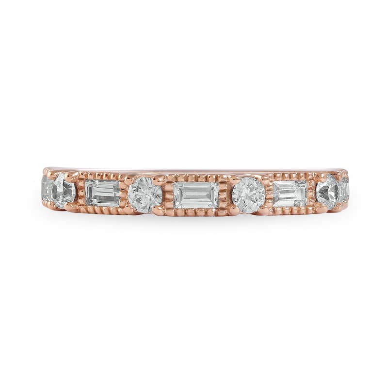 1/2ct TDW Vintage Inspired Diamond Wedding Band in 14k Gold for Women