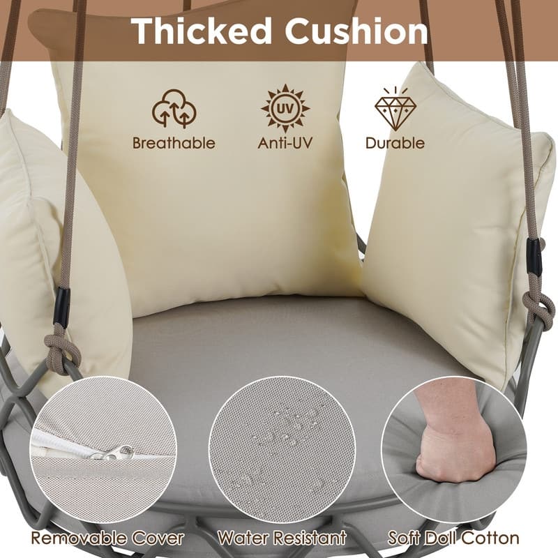 Outdoor Hanging Swing Chair with Cushion Ideal for Outdoor and Indoor Relaxation Spaces