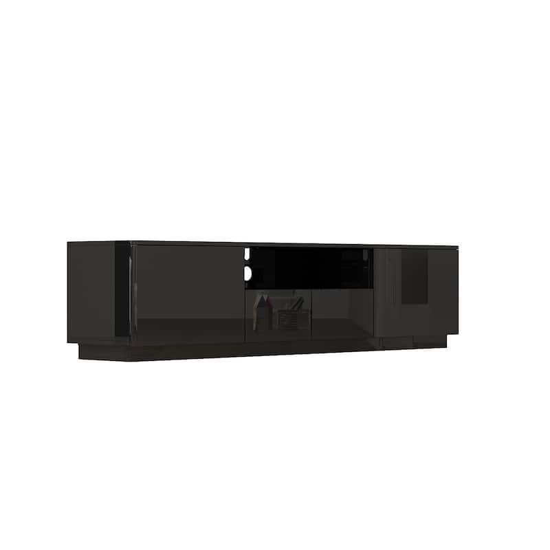 TV Stand LED Light High Gloss White TV Stand LED Entertainment Center