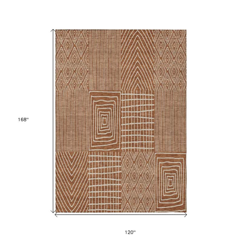 HomeRoots Geometric Transitional Rectangle Outdoor Rug