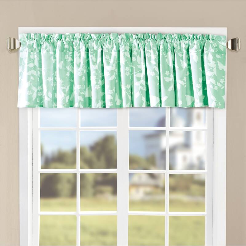 Serenta Printed Bird Song Valance - 60" x 18" - 60" x 18" - Teal / Turquoise