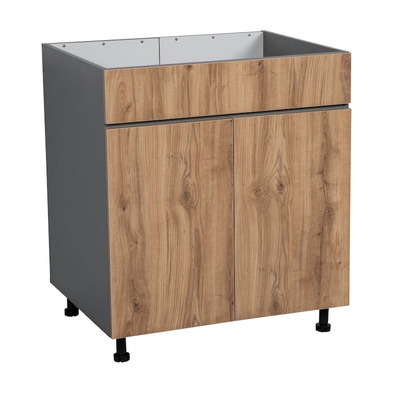30" Sink Base Cabinets-High Double Door-Grey - 30 x 34 1/2 x 23 3/8 - Brown