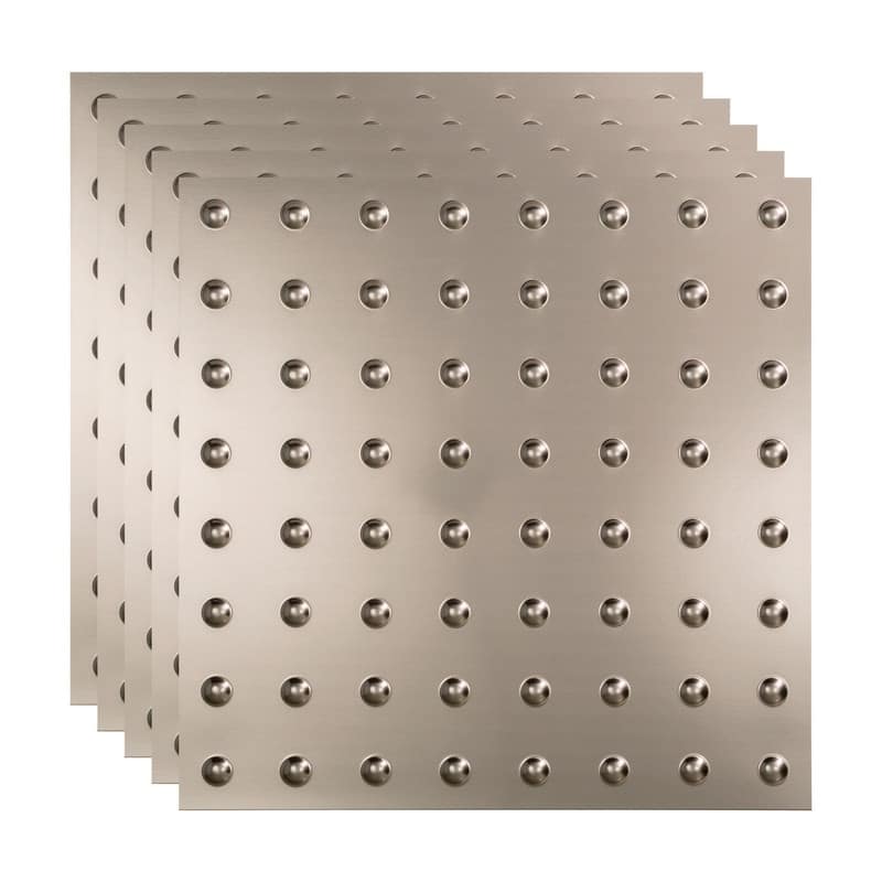 FASÄDE Dome Decorative Vinyl 2ft x 2ft Lay in Ceiling Panel in Brushed Nickel (5 Pack) - 5 Pack - Brushed Nickel