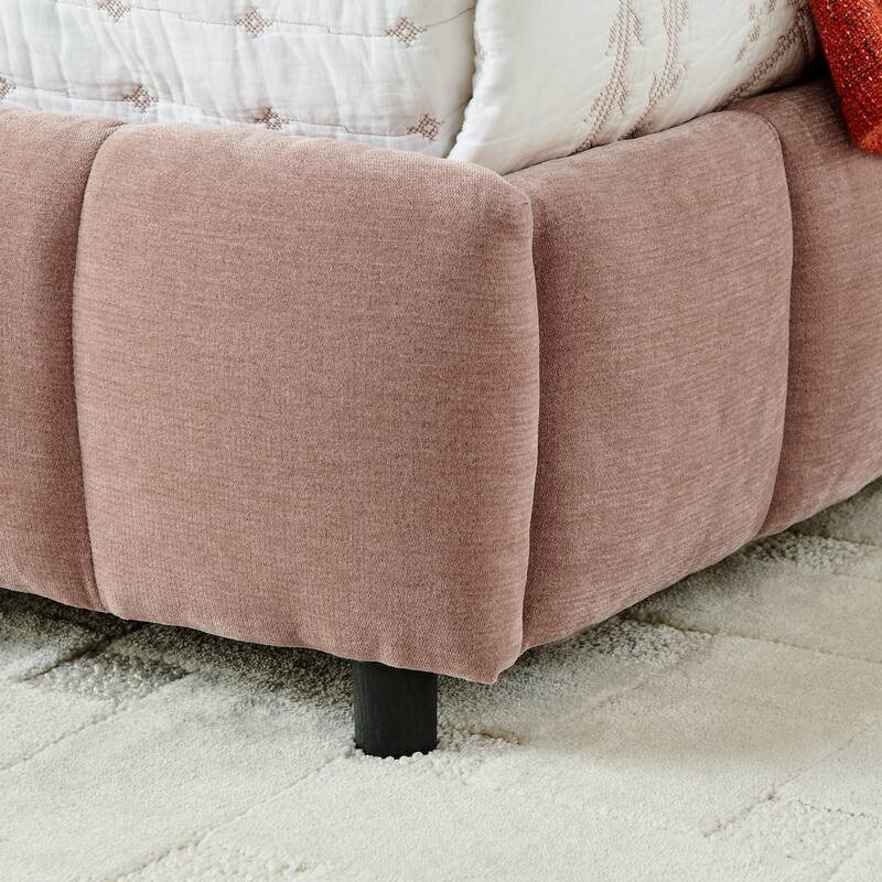 Lattice-shaped Cushion Platform Bed Grounded Bed Upholstered Bed Frame with 4 Drawers and Cozy Headboard No Box Spring Needed